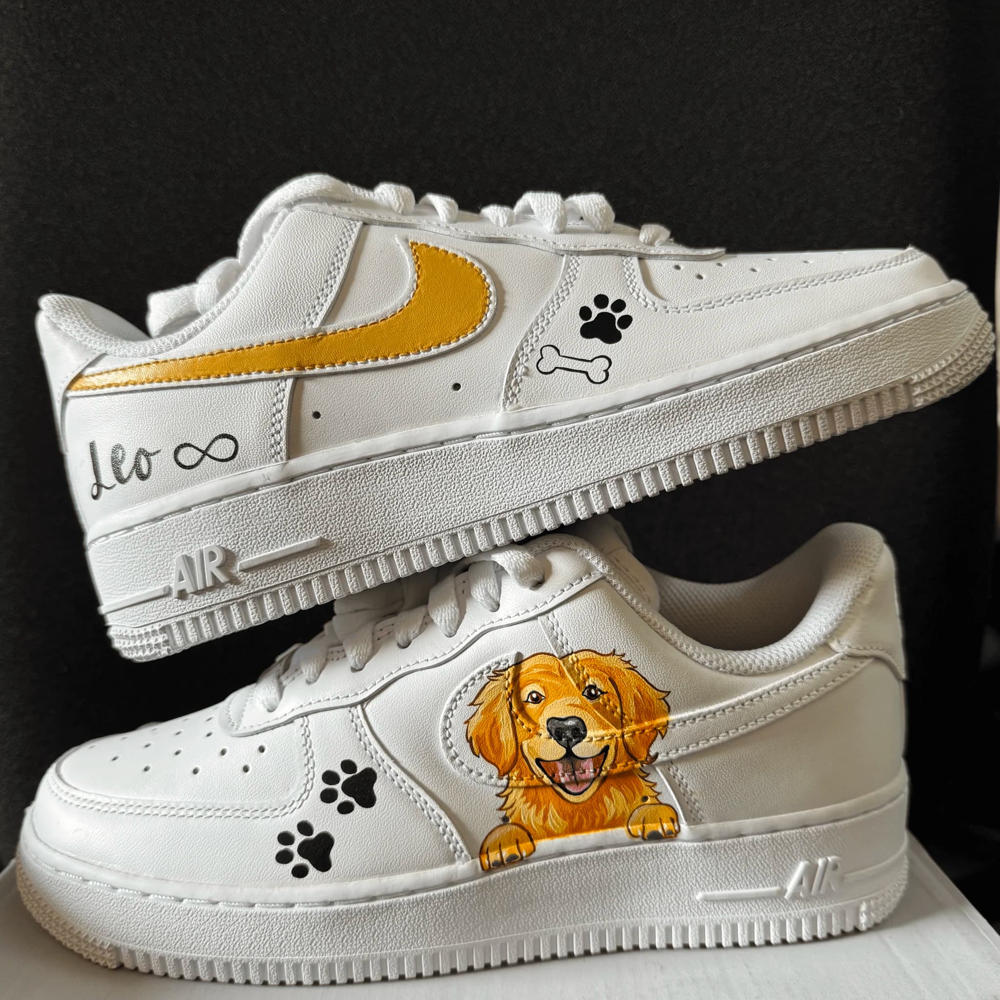 Custom Nike AF1s: Golden Retreiver Doggo Lover Sneakers